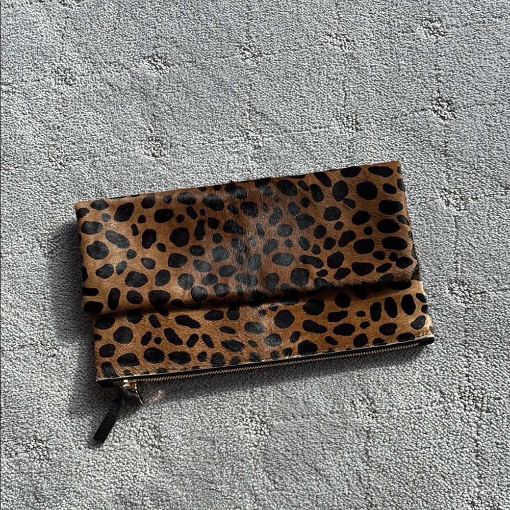 Clare V. Leopard Print Clutch